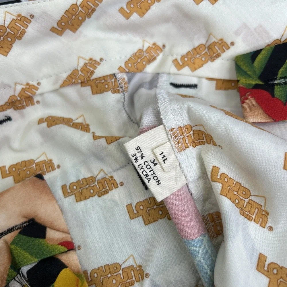 Loudmouth‎ Golf Shorts Size 34 Aloha Girls Tropical Pin Up Girl Woody Wagon NEW